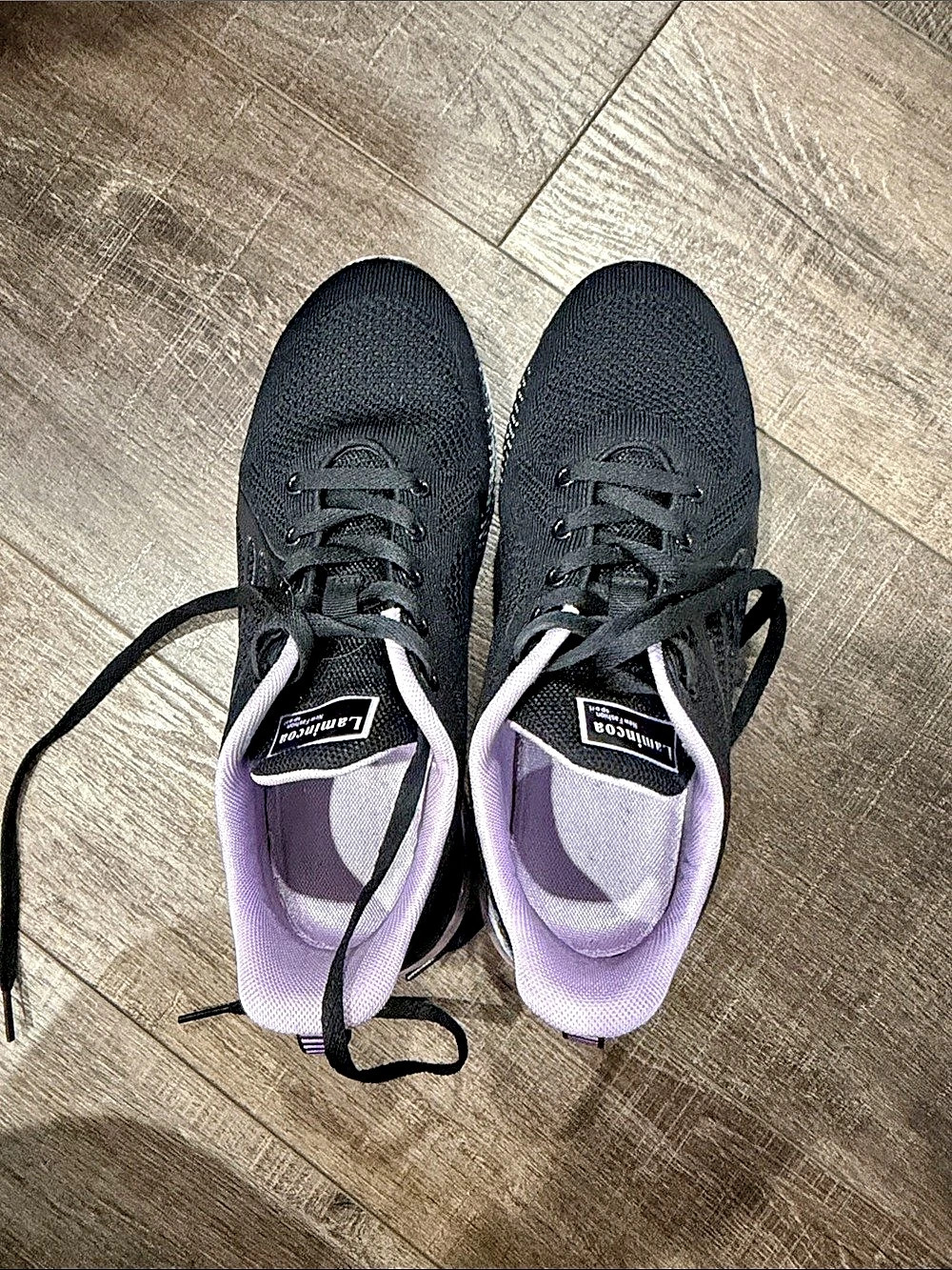 Lamincoa Women's Air Cushion Walking Running Shoes Black & Purple